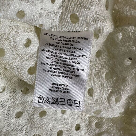 Anthropologie Postmark Womens Large Top Chantal Lace Boxy White Eyelet Shirt - Picture 6 of 7